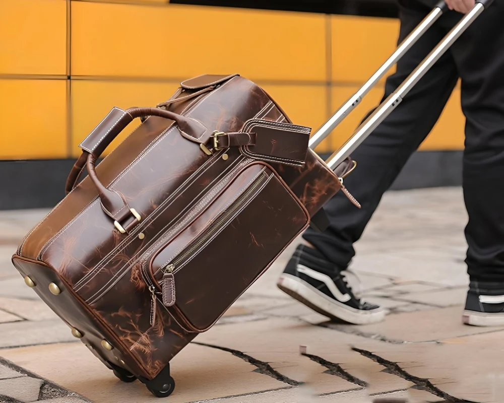 leather carry on luggage bag