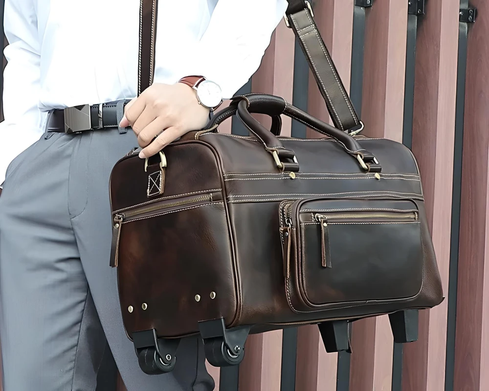 leather carry on luggage bag